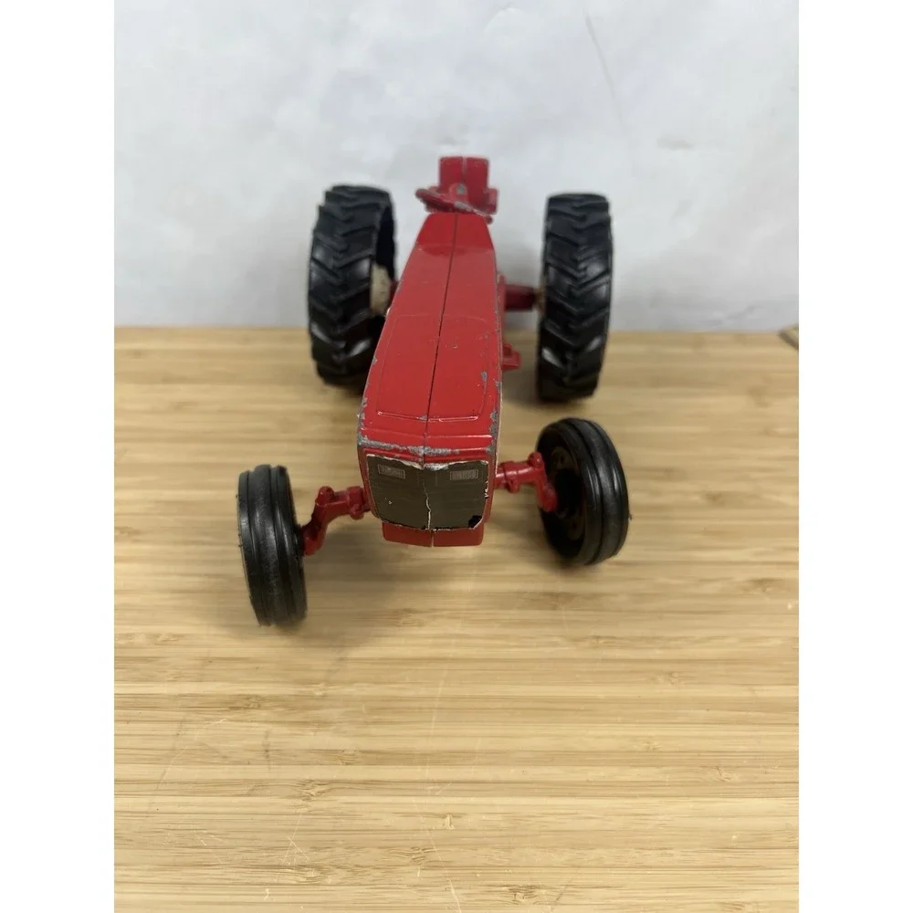 Vintage Red‎ Farm Tractor Toy Metal Diecast Steering Wheels Work